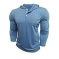 thumbnail image 6 of KHONTS Men's Henley Hooded Shirts Long Sleeve Casual Button up T Shirt Lightweight Pullover Shirt with Pocket Sky Blue XL, 6 of 6