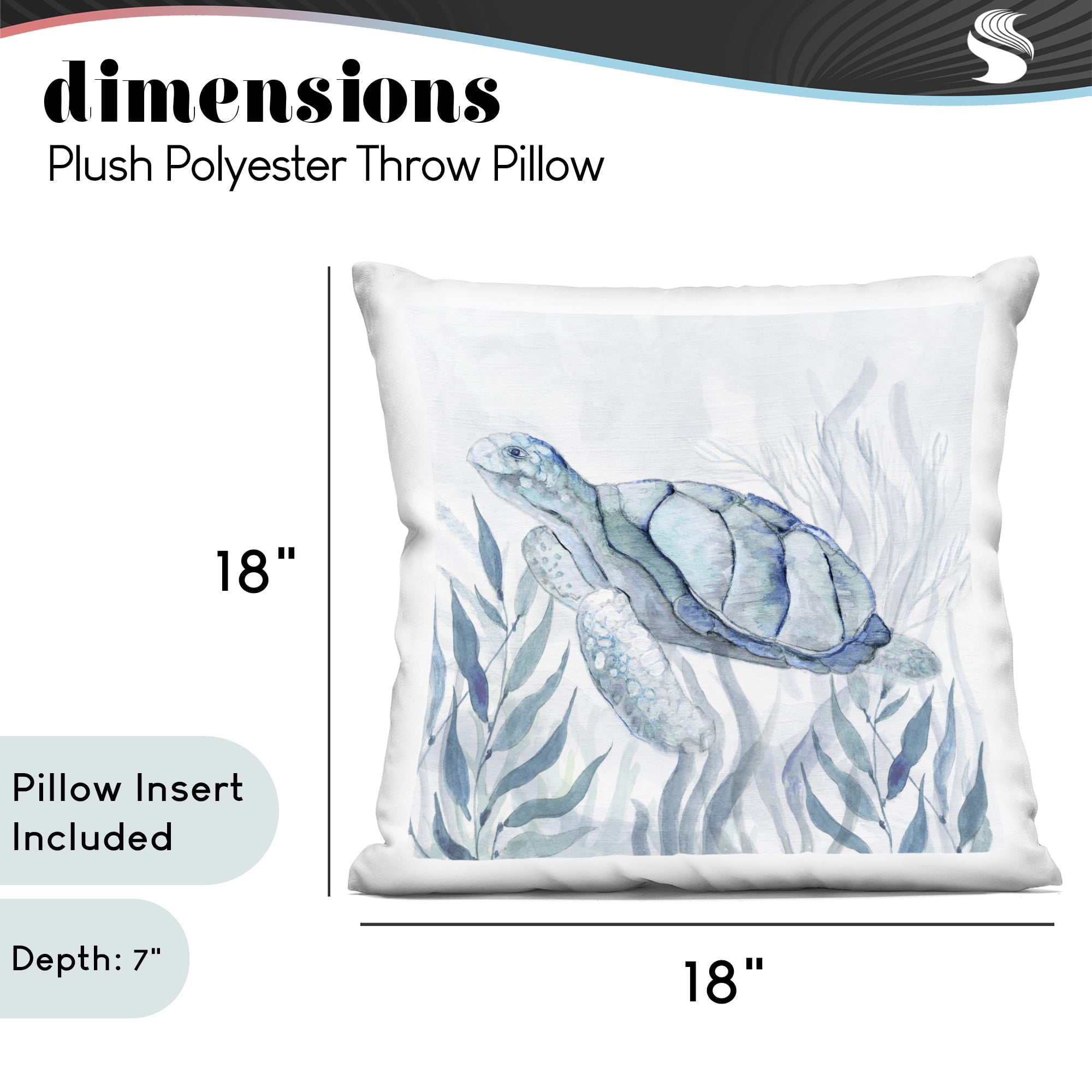 Stupell Industries Sea Turtle with Subtle Smile Decorative Printed Throw Pillow, design by Janet Tava, 18 x 7 x 18