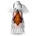 thumbnail image 3 of Halloween Apron Angry Skull Face on Bonfire Spirits of Other World Concept Bats Spider Web Design, Unisex Kitchen Bib Apron with Adjustable Neck for Cooking Baking Gardening, Multicolor, by Ambesonne, 3 of 3