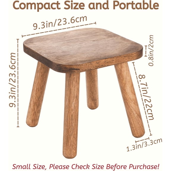 Wooden Step Stool, Non-Slip One Step Stool for Adults, Holds up to 300 Lbs, Portable & Sturdy, Footstool for Bedroom, Bathroom, Kitchen, Easy to Assemble