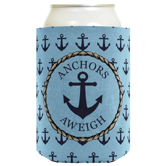 ThisWear Funny Beer Coolie Anchors Aweigh Nautical Sailing Boating 2 Pack Can Coolie Drink Coolers Coolies Blue