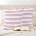thumbnail image 3 of Pink Stripe Outdoor Waterproof Pillow Covers, Modern Simple Geometric White Striped Decorative Square Throw Pillowcase Sofa Cushion Sham for Patio/Couch/Chair, 24"x24" 2 Pack, 3 of 8