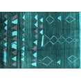 thumbnail image 1 of Ahgly Company Machine Washable Indoor Rectangle Oriental Turquoise Blue Industrial Area Rugs, 7' x 9', 1 of 4