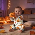 thumbnail image 5 of Family Matching Pajamas Romper Halloween Pumpkin Print Long Sleeve Crewneck Onesie for Men/Women/Kids/Baby Sleepwear - Baby, 5 of 7