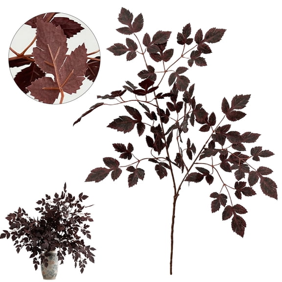 Artificial Fall Branches, 31.4 Inch Faux Plum Cimicifuga Foliage Spray Brown Plant Stem for Vase Centerpiece Mantel Wall Halloween Autumn Home Decor Indoor Decoration
