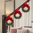 thumbnail image 5 of Mini Christmas Wreath 5 Inch Cabinet Door Hanging with Ribbon Bow Berries, Small Artificial Wreath for Kitchen Window Front Door, Farmhouse Wall Xmas Party Decor Ornament 2PC, 5 of 5