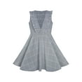 thumbnail image 1 of Robe Fille Col en V Ourlet Plissé Uniforme Scolaire Gris 6 Ans, 1 of 6