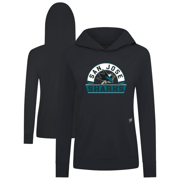 Women's Levelwear Black San Jose Sharks Relay Banner Arch Pullover Hoodie