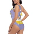 thumbnail image 4 of Easygdp Corgi Washing in Bathtub Women's One Shoulder Ruffle Monokini Bathing Suits with Removable Chest Pad, Quick Drying - Small, 4 of 8