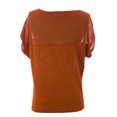 thumbnail image 2 of August Silk Women's Metallic Mesh Inset Short Sleeve Sweater Small Orange Lurex, 2 of 2