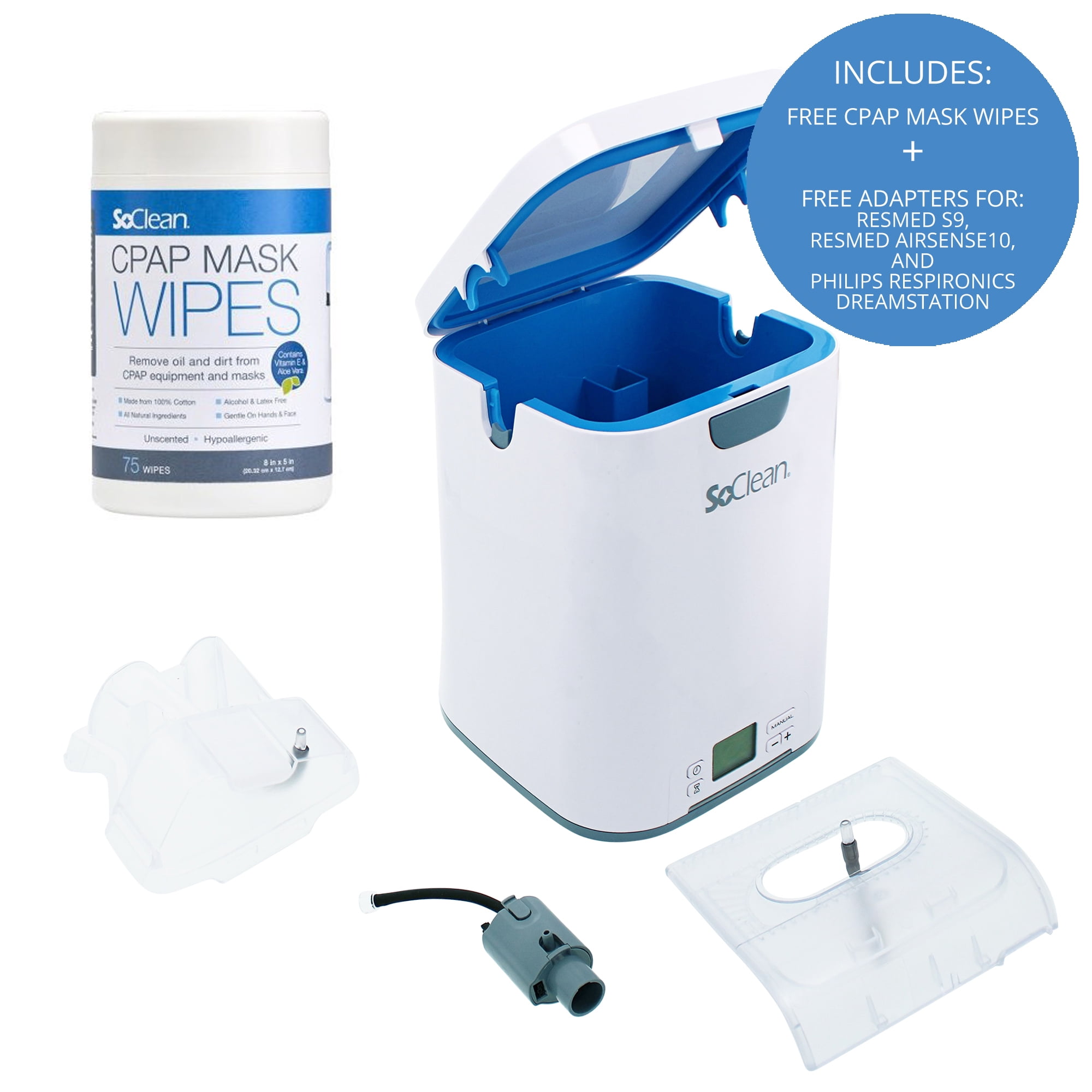 SoClean 2 CPAP Cleaner & Sanitizer (With ResMed AirSense 10 Adapter and  FREE Mask Wipes Included) - Walmart.com