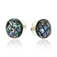 thumbnail image 5 of AeraVida Classic Round Iridescent Abalone Shell 925 Sterling Silver Statement Stud Earrings, 15x15mm, 5 of 5