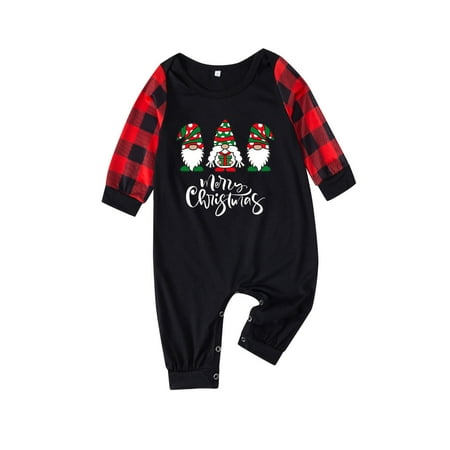 

Christmas Pajamas For Family Baby Home Print Plaid Sleeves Black Holiday Parent Matching Christmas Pjs For Family