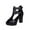 Black, variant on Fesfesfes Sandalias Peep-toe Pump Womens Open-toe Chunky High Heels Shoes Metal Buckle 10CM Solid Color High Heels Sandals 4.5(35)