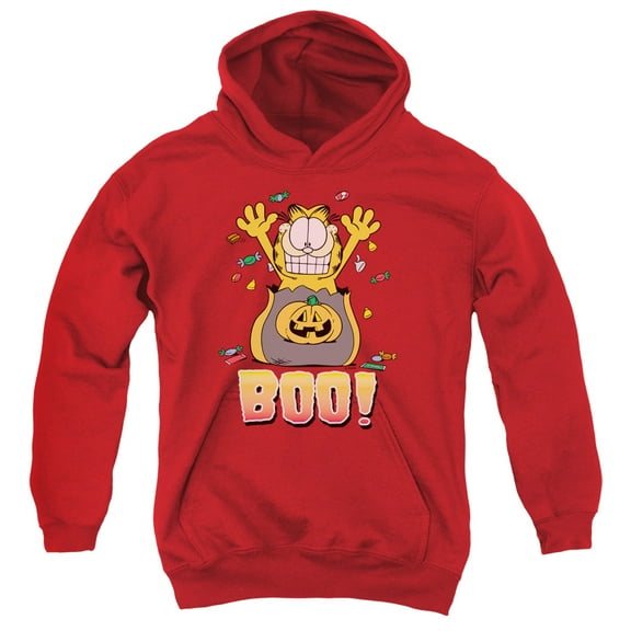 Garfield Boo! Youth Pullover Hoodie Sweatshirt Red