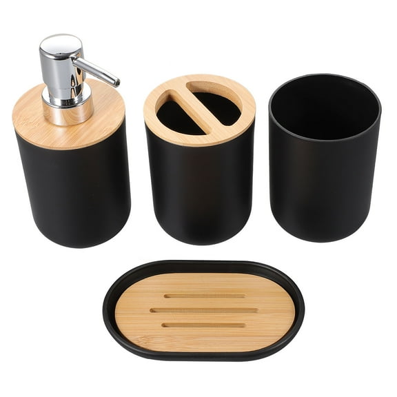 CTIRCHIU Bath Soap Dispenser Set Wood Holding Bathroom Essentials Organizer Homeowners 1 Set