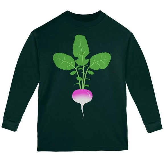 Halloween Vegetable Turnip Costume Youth Long Sleeve T Shirt Forest Green YSM
