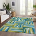 thumbnail image 6 of Addison Rugs Mayfield Premium Machine Washable Transitional Squares Teal Rectangle Rug, 3' x 5', 6 of 6