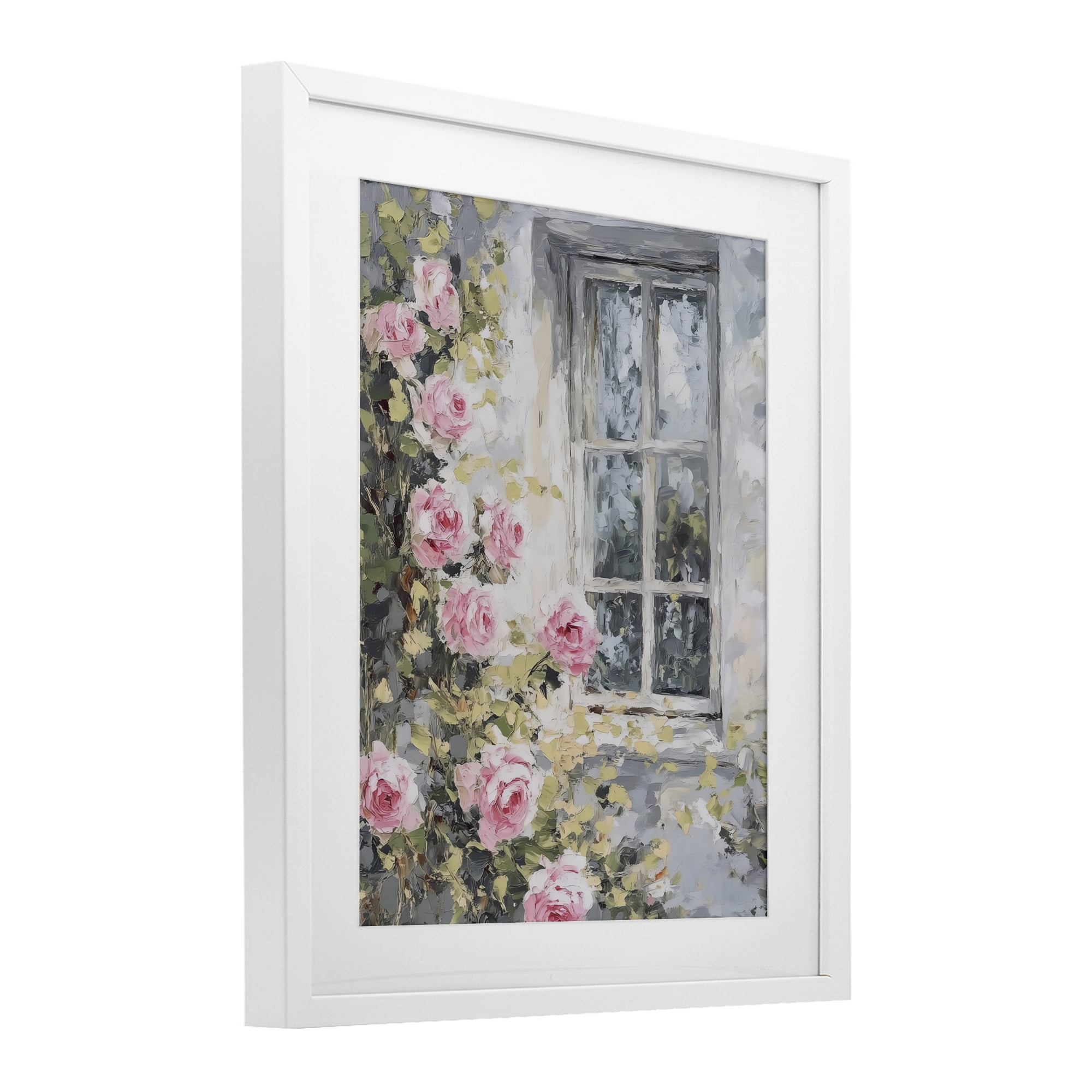 Stupell Industries View Of Roses Cottage Window White Framed Print Under Glass, design by LSR Design Studio