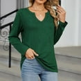 thumbnail image 4 of Women Blouses Womens Fitted Shirt Puff Long Sleeve Blouse V Neck Tee Womens Lady's Dress Shirts Women Tee Shirts Girls Swim Shirt Cute Print Button down plus Size Blouses for 3x Long Sleeve Green M, 4 of 9