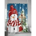 thumbnail image 5 of Fsddascl Christmas Shower Curtain Set - 48" x 72" Washable Bathtub Curtain with 12 Hooks, Blue Winter Snowman Xmas Snowflake Pine Tree Waterproof Fabric Stall Shower Curtains for Bathroom/Bathtub, 5 of 6