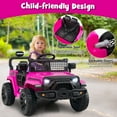 thumbnail image 4 of Gymax Kids Ride on Car Truck 12V Battery Powered Electric Vehicle w/ Foldable Mirrors Pink, 4 of 10