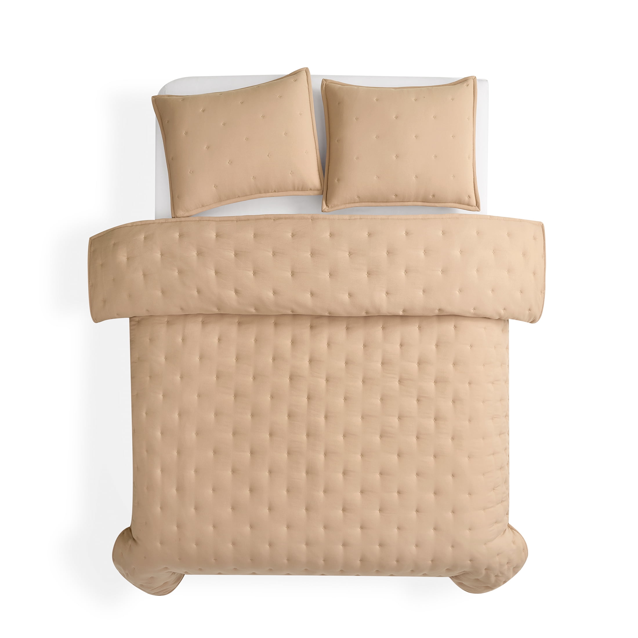 Mainstays King Comforter Set, Soft Lightweight & All Season, 3-Piece, Fatigue Tan