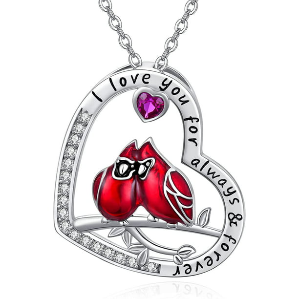 Coachuhhar Cardinal Necklaces for Women 925 Sterling Silver Red Bird Cubic  Zirconia Pendant Cardinal Necklace Gift for Women Girls