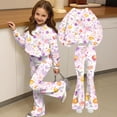 thumbnail image 6 of Grblisyd Girls Outfits Size 10-12 2 Piece Long Sleeve Crew Neck Cute Cartoon Print Sweatshirt Top and Flare Pants Set, 6 of 7
