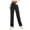 Black, variant on qolati Women's Casual Wide Straight Leg Pants High Waisted Button Down Cargo Pants Stretchy Tummy Control Lounge Trousers with Multiple Pockets