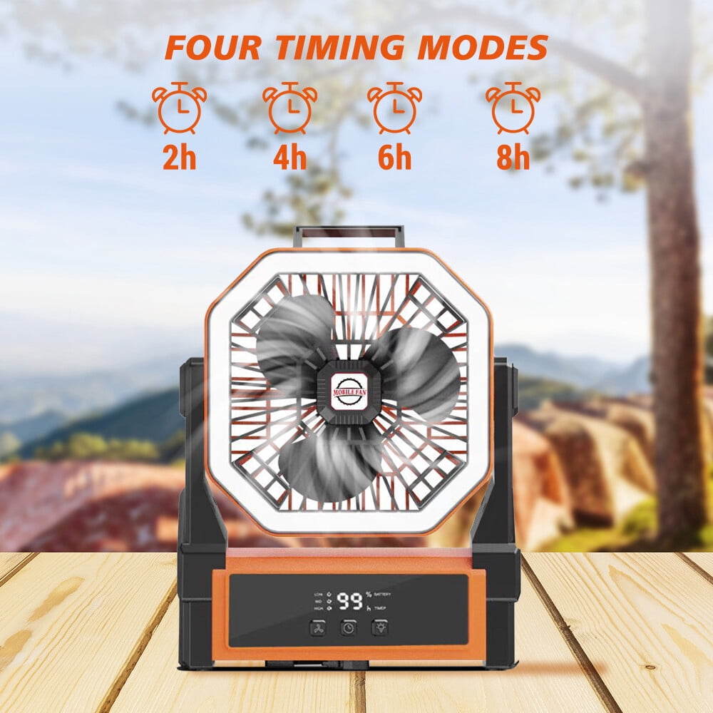 40000mAh Portable Camping Fan Battery Powered Tent Light Fan with LED Light Fan