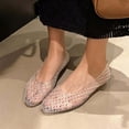 thumbnail image 6 of Shrysg Women's Lattice Ballet Flats Pointed Toe Jelly Shoes Breathable Casual Slip On Sandals for Outdoor Daily Wear White, 6 of 6