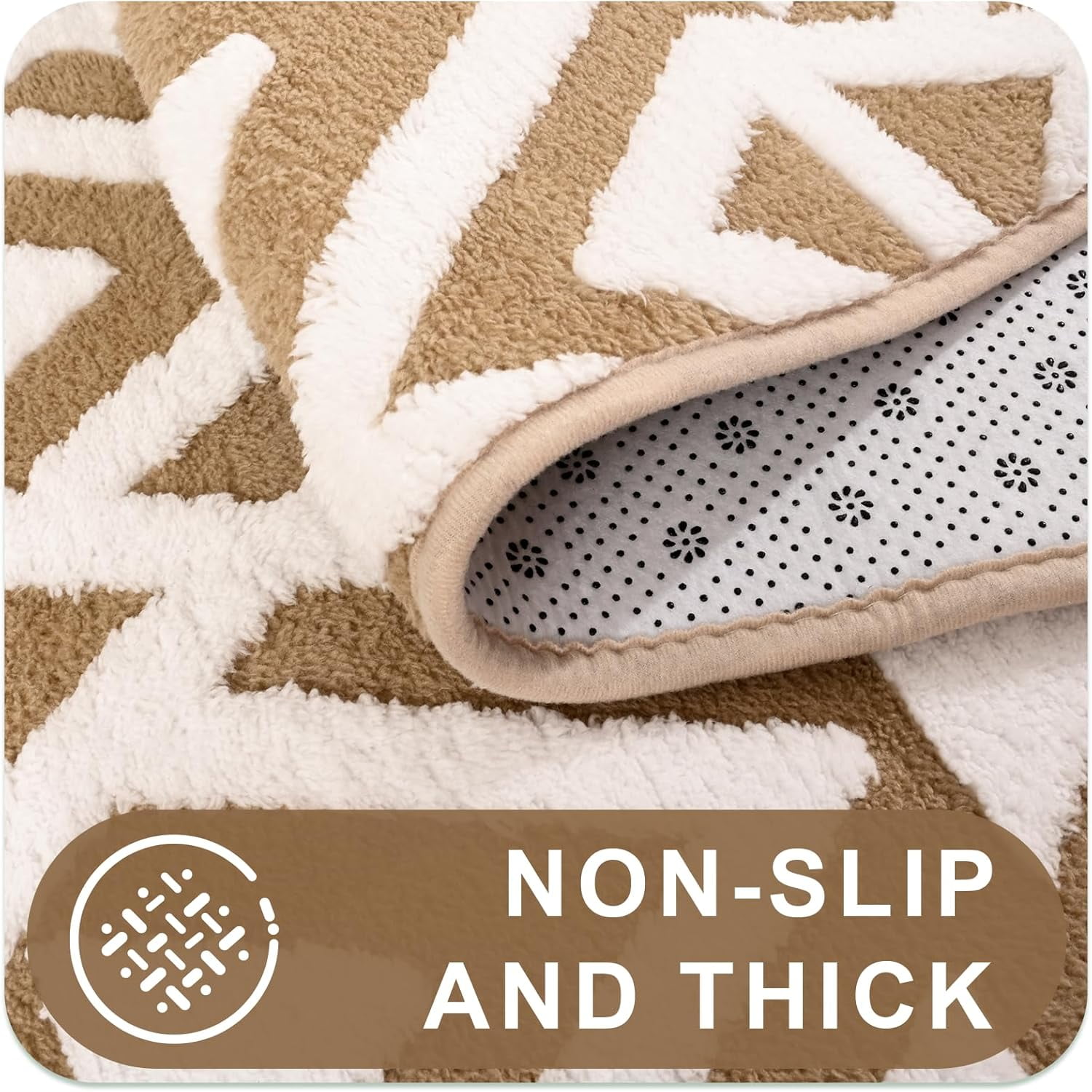 Lochas Soft Shaggy Rugs Geometric Area Rug Fluffy Carpet for Living Room Fluffy Accent Carpet Home Decor,6'x9',Beige