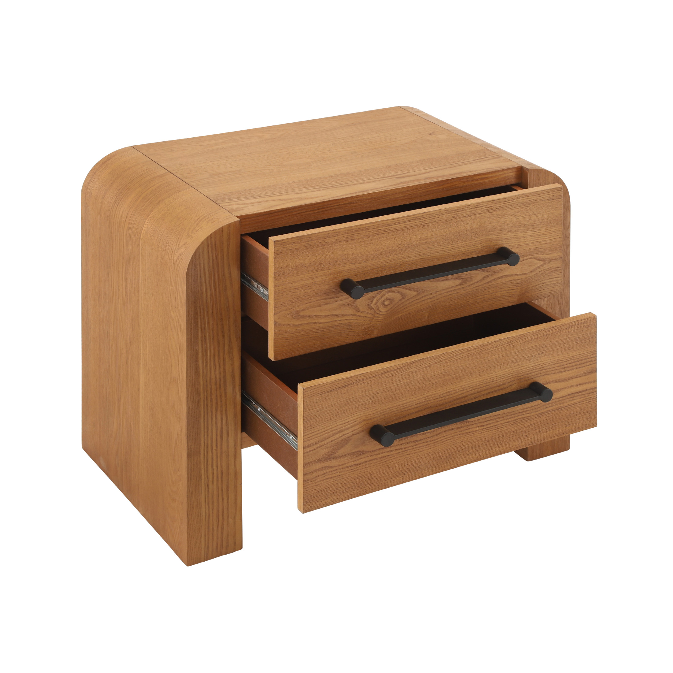 Christopher Knight Home 2-Drawer Nightstand, Modern Bedside Table with Metal Handles and Storage, Natural
