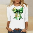 thumbnail image 4 of Mceream 3/4 Sleeve St Patty's Day Shirt Women Crew Neck St Patricks Day Shirt Irish Clover Shamrock Tunic Tops Spring Blouses plus size outfits White M, 4 of 5