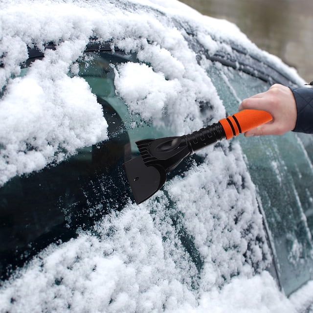 COMPUKAS Pala Para Nieve Con Cepillo Para Limpiar Parabrisas De Auto En Color Negro Resistente