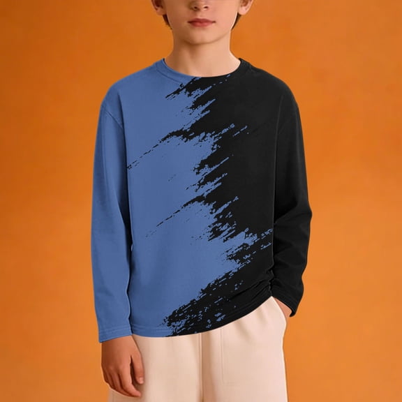 Mceream Boys Girls Color Block T-Shirts Y2K Crewneck Pullover Tops Warm Long Sleeve Spring Fall Fashion Blouse Tees Shirt Uniform Clothes 3-14 Years