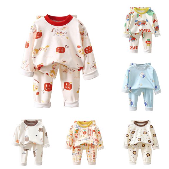 Gubotare Toddler Baby Boys Girls Sung Fit Sleepwear Pajamas 2pcs Pjs Set, 6 Months - 3 Years Red,Size 7-8 Years