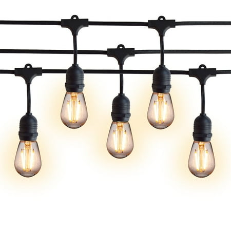 

Fantado 10 Suspended Socket Outdoor Commercial String Light Set 21 FT Black Cord w/ 2-Watt Shatterproof LED Bulbs Weatherproof SJTW by PaperLanternStore.com