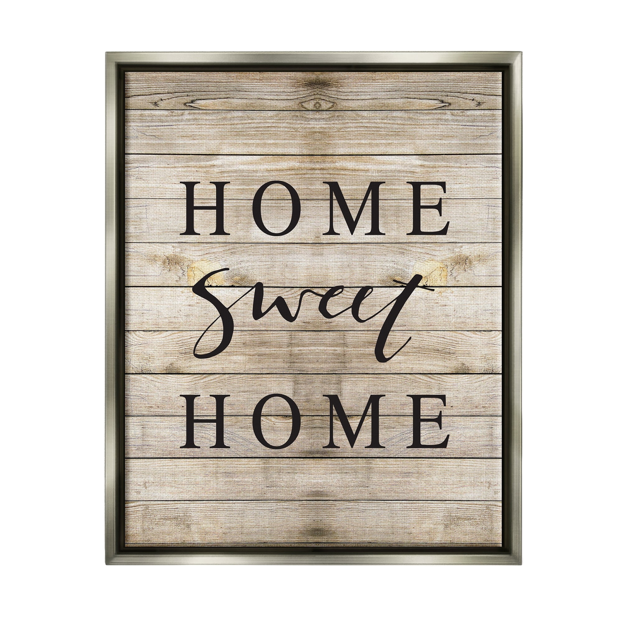 Stupell Industries Home Sweet Home Family Typography Luster Gray Framed Floating Canvas Wall Art, 16x20, by Border Bloom