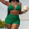 thumbnail image 4 of Women's Bikini Swimsuit Triangle Top String Bottom Solid Halter Strap High Cut Lightweight Stretch Beach Swimwear Casual Bathing Suit, 4 of 6