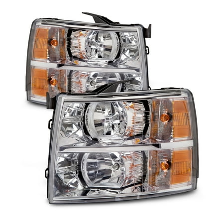 Chevrolet Lumina Sedan Headlamp Headlight 2007-2012 Chevrolet Silverado 1500/2500/3500 New Headlights Set Driver Left Passenger Right Headlamps Pair Assembly GM2502280 and GM2503280 ()