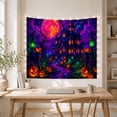thumbnail image 5 of Haunted House with Glowing Pumpkins on Cobblestone Path Spooky Digital Art for Gothic Decor Fans, Fantastical Halloween Art, Halloween Gift Tapestry Wall Hanging for Bedroom and Living Room, 5 of 7