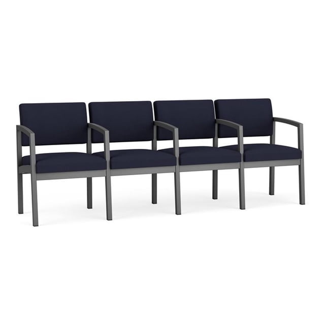 Fauteuil d'Accueil Lenox en Acier à 4 Places / Acier Charbon / Bleu Marine
