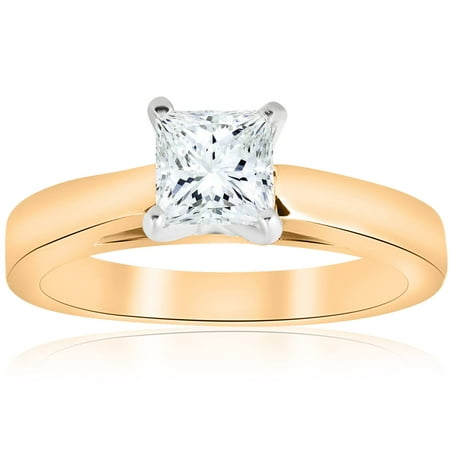 F/VS 1ct Princess Cut Diamond Solitaire Engagement Ring Cathedral Lab ...