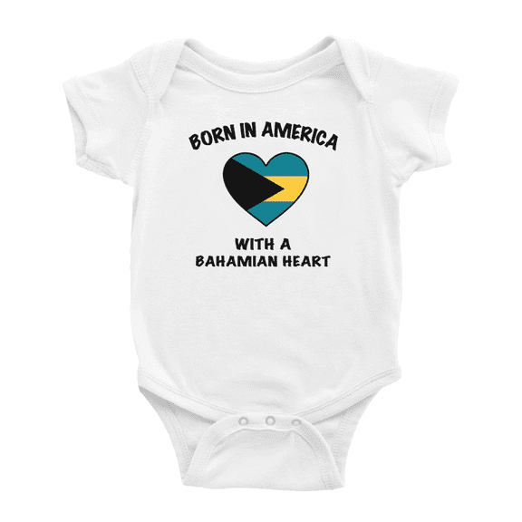 Born In America With A Bahamian Heart Cute Baby Clothing Bodysuits For Boy Girl