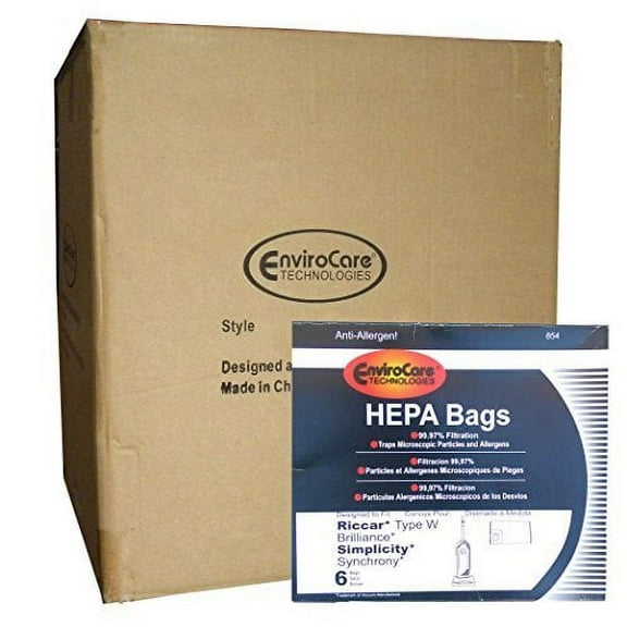 24 (4 Pkgs) Type W HEPA Allergy Bags fit Compatible with Riccar Brillance BRLP BRLD BRLS Simplic