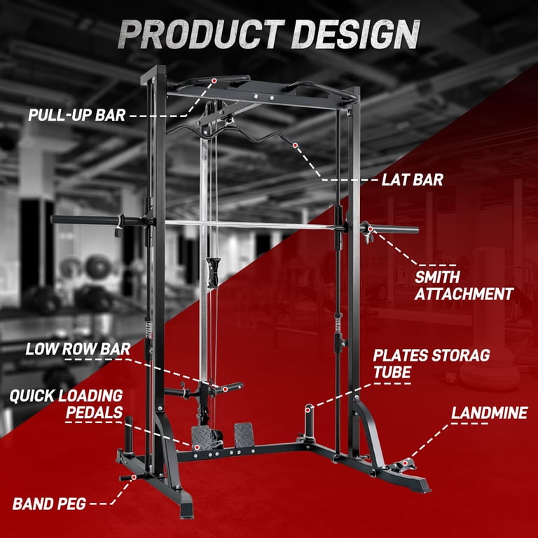 Hlivelood Smith Machine Power Rack with LAT-Pull Down System