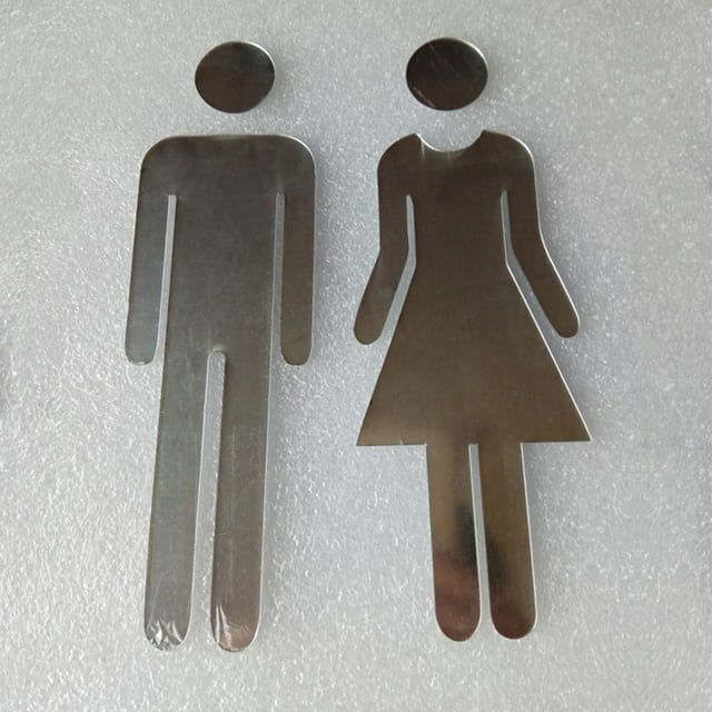 Lefu 1 Pair Self-adhesive Acrylic Men&Woman WC Door Sign Washroom Signage Sticker