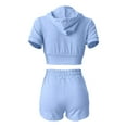 thumbnail image 3 of qILAKOG Women 2 Piece Outfits Lounge Matching Sets Casual Tracksuit With Short-Sleeved Zipper Hoodie And Casual Drawstring Shorts 2 Piece Lounge Set, XS&Blue, 3 of 5